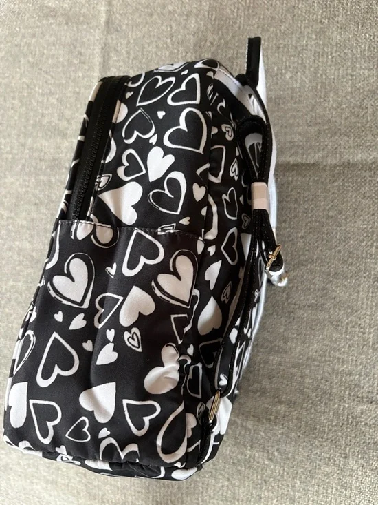 BRIGHTON Endless Love Black & White Heart Print Backpack NEW - Picture 3 of 8